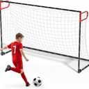 SPOYNAL 8x5 FT Soccer Goal for Backyard | Foldable Soccer Net with Metal Frame | Portable Training Goal for Home Practice, Park & Beach Use