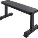 Amazon Basics Sturdy Flat Weight Bench for Home Gym, Strength Training, Stable Assembly, Black