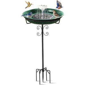 Solar Powered Bird Bath with Fountains for Hummingbirds,Stable Stylish Design with 5-Prong Base Stake Metal Bird Bath for Outside Yard Lawn Patio Garden