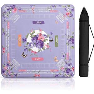 American Mahjong Mat with Printed Rules, 31.5" x 31.5", Anti-Slip & Noise-Reducing Table Cover for Mahjong, Poker, Board Games, Dominoes, and Card Games