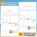 HOMEDEMO 8FT Large Beach Umbrella with Weight Bag & Sand Anchor, Outdoor Umbrellas with Adjustable Aluminum Pole and Table, Heavy Duty Windproof & UPF 50+