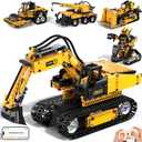 5 in 1 Building Toys STEM Robotics Kit for Kids 6-14, Remote & APP Controlled STEM Excavator/Truck/Robot/Bulldozer/Roller, 535 PCS Blocks RC Robot Erector Sets, Birthday Gift for 8 10 11 12+ Years Old