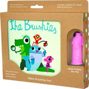 The Brushies Pinkey The Pig Toddler Toothbrush & Storybook Set/Dental Item and Book/Youth Tooth & Gum Care/Ages 4 Weeks to 4 Years