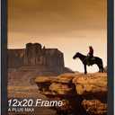 A PLUS MAX 12x20 Picture Frame, Black Engineered Wood Frame for 12 x 20 Inch Picture Poster Photo, Light Weight 12 by 20 Frame with Wood-grain for Wall - 1 Pack/Black/12 x20