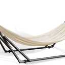 Best Home Fashion Hammock with Collapsible Steel Stand 450 lbs Capacity & Carrying Case, Portable & Adjustable, Perfect for Camping Beach Summer Patio, EZ Daze Foldable Hammock with Stand- Ivory
