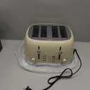 4 Slice Toaster Roter Mond Retro Stainless Steel with Bagel Defrost Cancel Function, 6 Browning Settings, Extre Wide Slot and Removable Crumb Tray, Cream, ST033