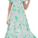 GRACE KARIN Girls Floral Easter Dresses Tween Girl Spring Maxi Dress Kids Summer Hawaiian Party Dress, Green, Size 12