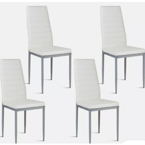 Set of 4 PVC Leather Dining Side Chairs Elegant Design Home Furniture White New