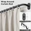 Curtain Rods 36-120 Inch, Black Wrap Around Blackout Curtain Rods for Windows, 1 Inch Adjustable Long Heavy Duty Room Darkening Window Treatment Rod for Bedroom, Living Room, Sliding Door
