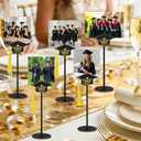 24 Pcs Graduation Cap Photo Holder with Wooden Base Wire Picture Clip Black Grad Table Number Holders Bulk Graduation Cap Decorative Card Holder for Class of 2026 Centerpieces Grad Party Supplies