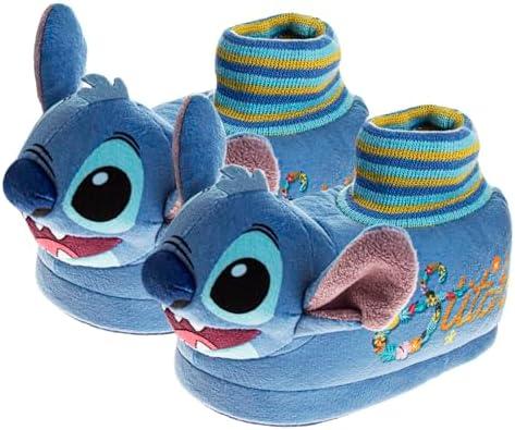 Disney Kids Lilo and Stitch Slippers for Girls - Stitch Plush Warm Soft Aline Comfy Lightweight House Shoes (5-10 toddler / 11-12 little kid), Size 9-10