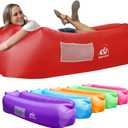 WEKAPO Inflatable Couch Air Lounger Chair - Camping & Beach Accessories, Portable Blow up Sofa for Hiking, Lawn, Indoor/Outdoor Movies & Music Festivals. Lightweight and Easy to Set Up Air Hammock (Red)
