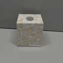 5.9 Mother of Pearl Tissue Box Cover for Kleenex and More  Handcrafted Square Tissue Holder with Sliding Bottom  Decorative Napkin Dispenser for Bathroom, Bedroom, Kitchen, Office