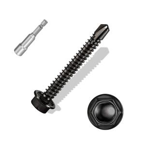 ANCHOREASE #8×1″ Sheet Metal Screws 100Pcs, 410 Stainless Steel Black Self Drilling Screws, Hex Washer Head Fast Self Tapping Screws