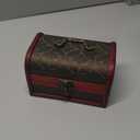 Vintage Wooden Jewelry Boxes, Handmade Decorative Treasure Trinket Chests Storage Organizer, Wood Gift Holder Case Box for Ring Earring Necklace Keepsake Ceremony Women 5.89" (Red Brown)