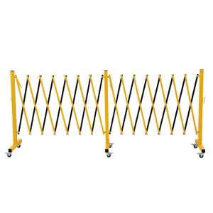 GYMTIME Metal Expandable Barricade, Safety Barrier with Casters, Retractable Traffic Fence, Mobile Temporary Folding Security Gate for Outdoor, Shopping Mall, 23 Feet, Yellow and Black