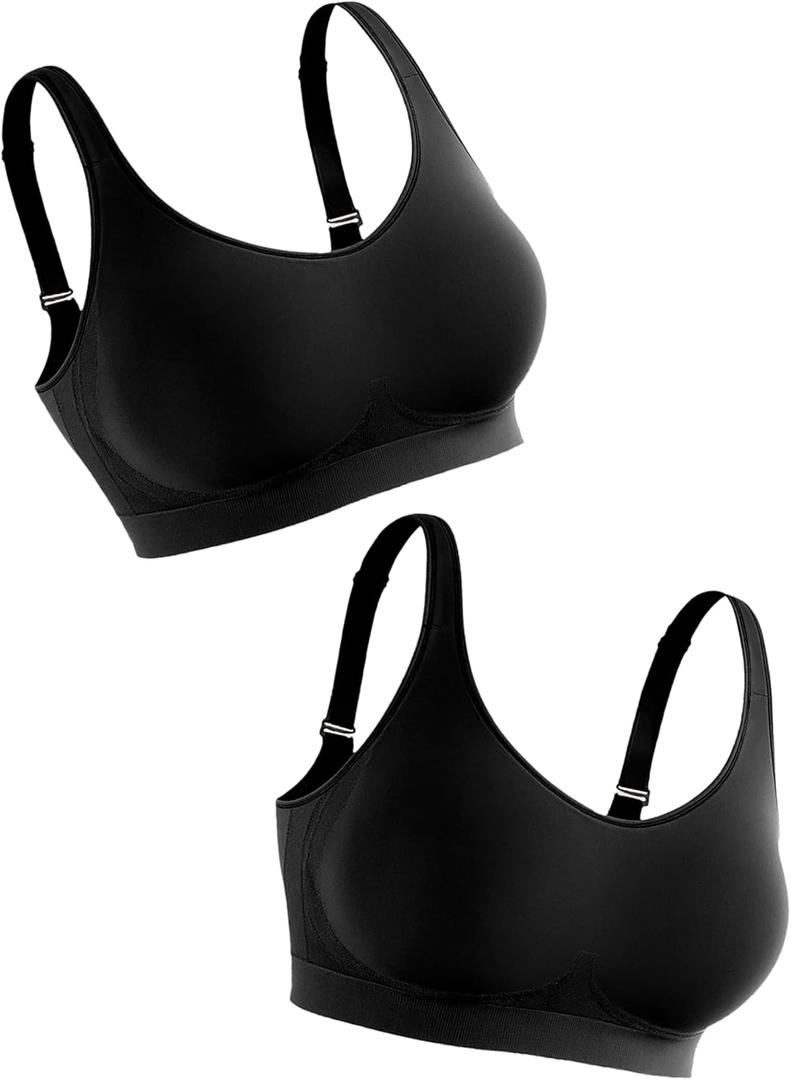 SHAPERMINT Bras for Women No Underwire - Seamless Bras for Women, Wireless Bra, Adjustable Plus Size Bra (3XL: 40HI, 42GI, 44DDDDD, 46DDD, 48CD, Black 2 Pack) SHAPERMINT Bras for Women No Underwire - Seamless Bras for Women, Wireless Bra, Adjustable Plus Size Bra (3XL: 40HI, 42GI, 44DDDDD, 46DDD, 48CD, Black 2 Pack)