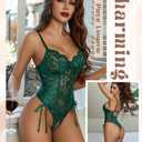 Avidlove Womens Sexy Lingerie Teddy One Piece Lace Bodysuit Rave Outfits (Green, M)