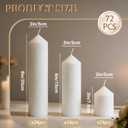 Pillar Candles Bulk Set - Unscented, Smokeless, Dripless | 3 Sizes: 2x3, 2x6, 2x8 Inches | Ideal for Weddings, Christmas & Home Decor (72, White)