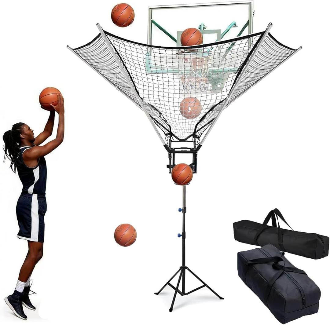 Basketball Rebounder 180 Rotating Universal Fit for All Rims, 86" Wide Net Return System, Portable Shooting High-Efficiency Training & Trainer for Solo Practice
