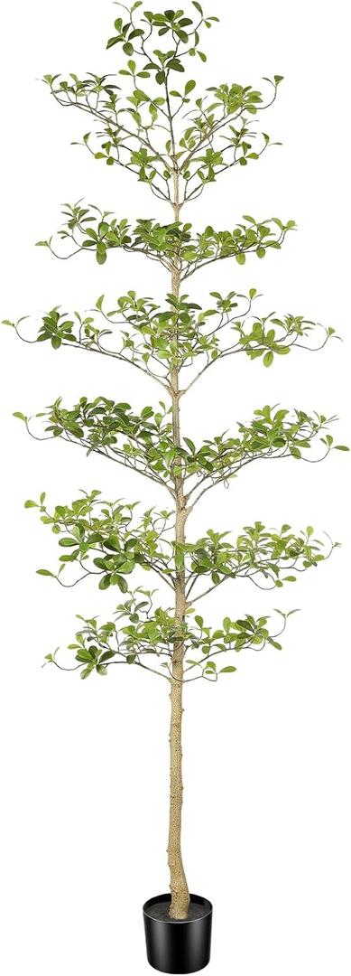 Black Olive Tree 7ft - Faux Black Olive Tree with Natural Trunk and Realistic Leaves - Realistic Artificial Shady Lady Trees for Modern Home Office Decor