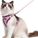 rabbitgoo Cat Harness and Leash for Walking, Escape Proof Soft Adjustable Vest Harnesses for Cats, Easy Control Breathable Reflective Strips Jacket, Pink, M
