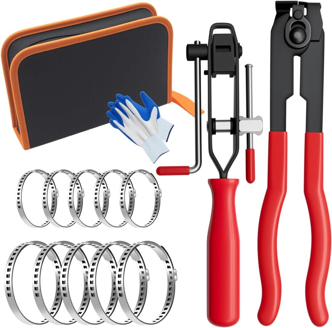 CV Boot Banding Tool - ATV CV Joint Axle Boot Clamp Pliers Tool, CV Axle Boot Clamp Kit With 10psc Crimp Bands - Ear Type Extension For Most Cars