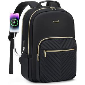 LOVEVOOK Laptop Backpack for Women 15.6 inch,Cute Womens Travel Backpack Purse,Professional Laptop Computer Bag,Waterproof Work Business College Teacher Bags Carry on Backpack with USB Port,Black