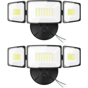 Onforu 2 Pack 75W Flood Lights Outdoor, 7000LM LED Flood Lighting Outdoor Switch Controlled, IP65 Waterproof Exterior Floodlight Fixture with 3 Adjustable Heads, 6500K Security Light for Garage Yard (Black)