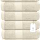 White Classic Luxury Ivory Hand Towels - Soft 100% Turkish Cotton | Highly Absorbent Hotel spa Bathroom Towel Collection | 16x30 Inch | Set of 6