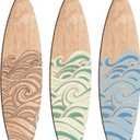 RattanView 3 Pieces Surfboard Wooden Wall Decor for Bedroom Wave Surfboard Beach Decor Summer Wood Wall Hanging Sign for Tropical Bedroom Living Room Decoration(Mixed Color,11.81" X 3.35")