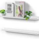 24 inch Long Shelf for Wall: White Wall Book Shelves for Bedroom Kids - Narrow Floating Shelves for Picture Photo, White