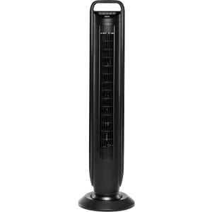 Seville Classics UltraSlimline Indoor Bladeless Oscillating Tower Fan Quiet Cooling LED Display Space-Saving for Home w/Remote and 7.5H Timer, Black, 40" 5-speed (115 degrees)