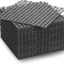 Tinideya 24 Modular Interlocking Floor Mat Rubber Tiles 12"x12" Drainage Interlocking Tiles Drain Holes Non-Slip Drainage Mats for Pool, Kitchen, Shower, Patio Pet Areas (Gray) (Round)