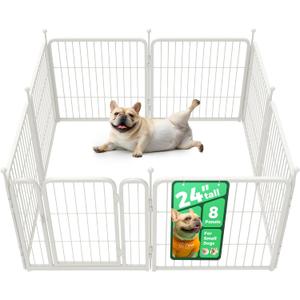 FXW Rollick Unleashed Dog Playpen for Indoor, Yard, RV Camping, 23.6 inch 8 Panels for Small and Puppy Dogs, WhitePatented