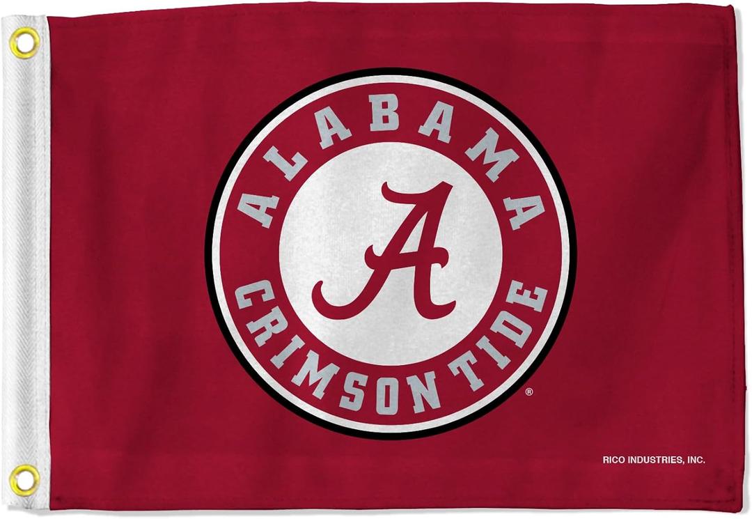 Alabama Crimson Tide Flag 12.5" x 18" Boat Flag Golf Cart Flag - Round Logo