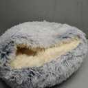 ShinHye Cat Bed Round Plush Fluffy Hooded Cat Bed Cave, Cozy for Indoor Cats or Small Dog beds, Soothing Pet Beds Doughnut Calm Anti-nxiety Dog Bed - Waterproof Bottom Washable (2020inch, Grey)