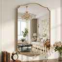 Gold Vanity Wall Mirror 39"x29", Scalloped Edge Bathroom Mirror | Rust-Proof Metal Frame, Hangs Vertically/Horizontally, Decorative Bathroom Mirror, For Vanity, Bedroom & Entryway