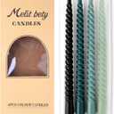 4 Pack Spiral Gradient Taper Candles  Long Pole Unscented Candles, Smokeless & Dripless, Gift Boxed for Wedding, Christmas, Table or Mantle Decor (Green)