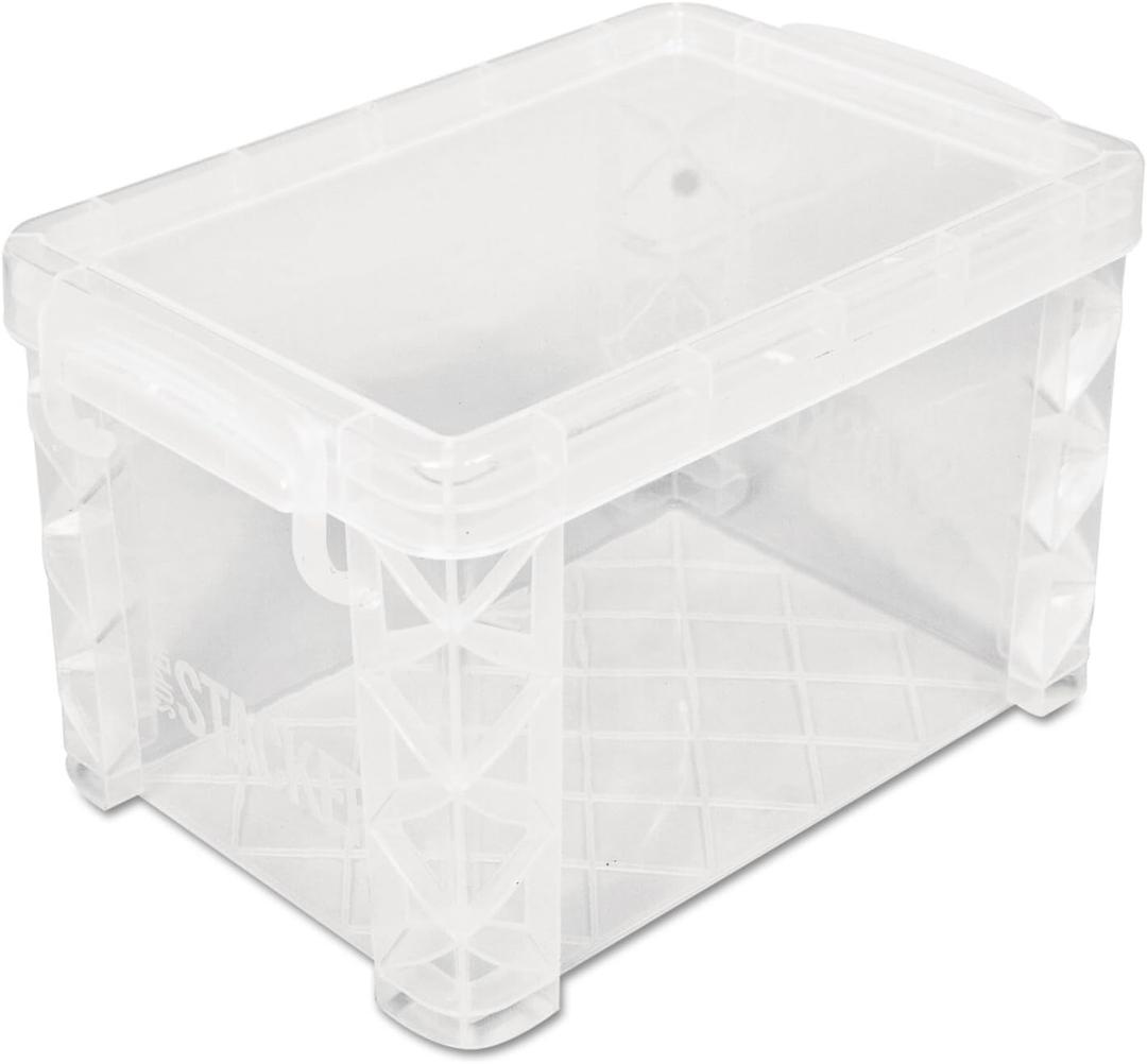 Advantus 40305 Super Stacker Storage Boxes, Hold 500 4 x 6 Cards, Plastic, Clear, Pack of 2