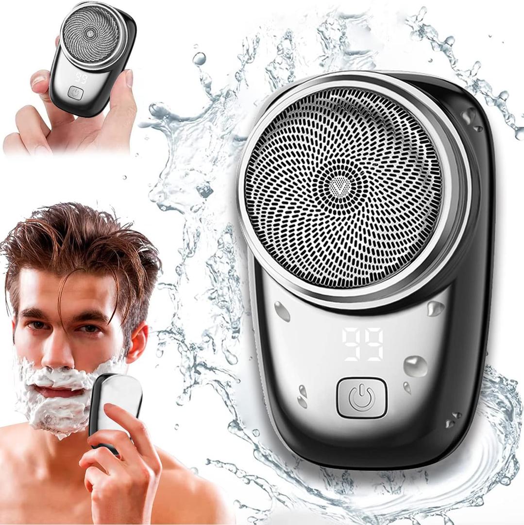 Mini Electric Shaver, 2025 New Pocket Size Electric Shavers for Men, Mini Portable Electrics Shaver, Rechargeable Easy One-Button, Powerful Waterproof Razor for Travel Office Business Trip