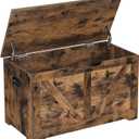 VASAGLE Storage Chest, Storage Trunk with 2 Safety Hinges, Storage Bench, Shoe Bench, Farmhouse Style, 15.7 x 31.5 x 18.1 Inches, for Entryway, Bedroom, Living Room, Rustic Brown ULSB062T01
