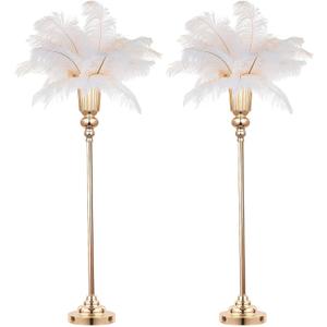 32.5 inch Versatile Metal Wedding Centerpieces Vase, Set of 2 Tall Gold Trumpet Vases Road Lead for Wedding, Reception, Party, Events, Anniversary (Gold, 32.5in - 2Pcs)