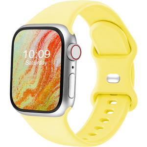 Sport Bands Compatible with Apple Watch Band Women Men 40mm 38mm 41mm 42mm 44mm 45mm 46mm 49mm ,Soft Wristband Waterproof Replacement Strap for iWatch Bands Series 11 10 9 8 7 6 5 4 3 2 1 SE Ultra Yellow