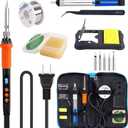LDK Soldering Iron Kit, 100W Digital Soldering Iron Cautin for Electronics, Soldering Pen Soldering Gun Jewelry Welding Kit with 5pcs Tips, Stand, Solder, Solder Paste, Desoldering Pump, Tweezers