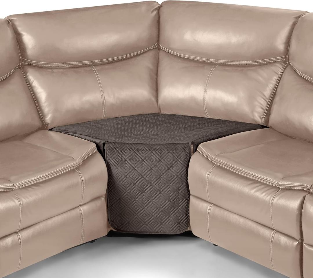 Timeles Waterproof Velvet Recliner Seat Cover for Corner Section Without Backrest Thick Soft Washable (Chocolate, Corner Piece Cover)