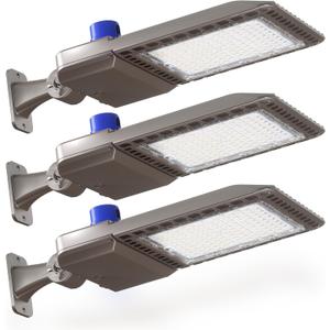 YXL LED Parking Lot Light, 200W LED Shoebox Light with Dusk to Dawn Photocell,28000LM 5000K Daylight Arm Mount, IP65 Waterproof, LED Area Light for Parking Lot Sports Stadium, 3 Pack, L2115200