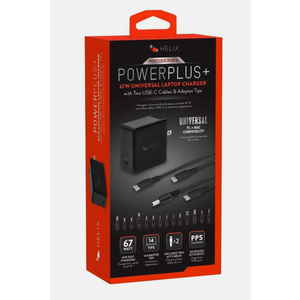 Helix 67W Universal USB-C Laptop Charger Power Adapter Black
