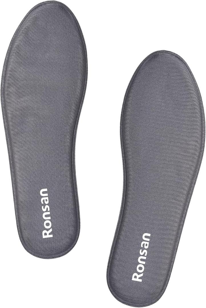 Ronsan Memory Foam Insoles for Women - Comfort Replacement Shoe Inserts for Running Shoes, Sneaker, Work Boot, Hiking Shoes, Cushioned Shock Absorbin Shoe Insoles, Gray US 6.5