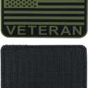 Veteran Flag Patch OD Green PVC 5x3 inches for Bags Backpacks Vests Clothing Jackets with Hook Fastener Back (Green, L5 x3)